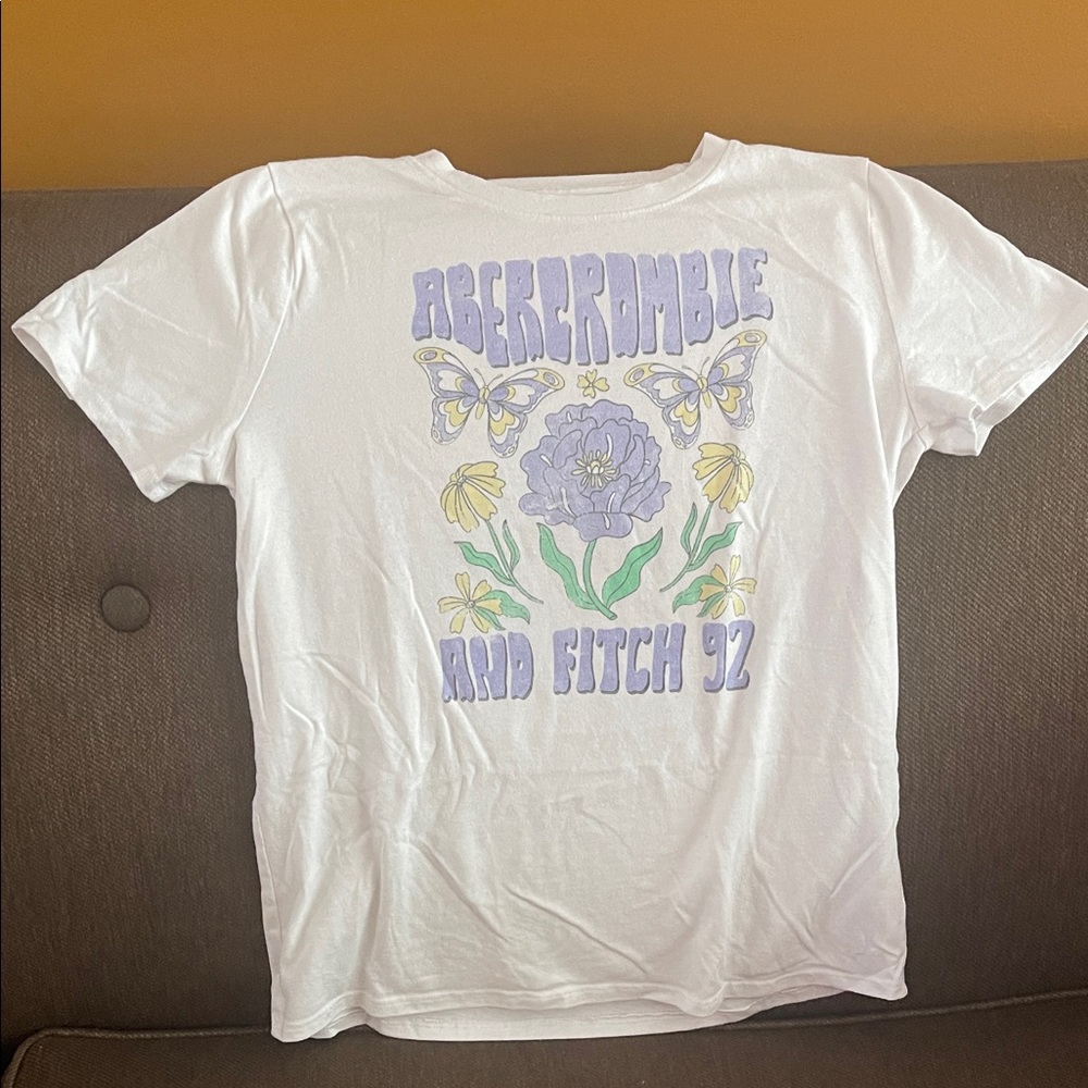 abercrombie kids White Crew Neck Tee with Label